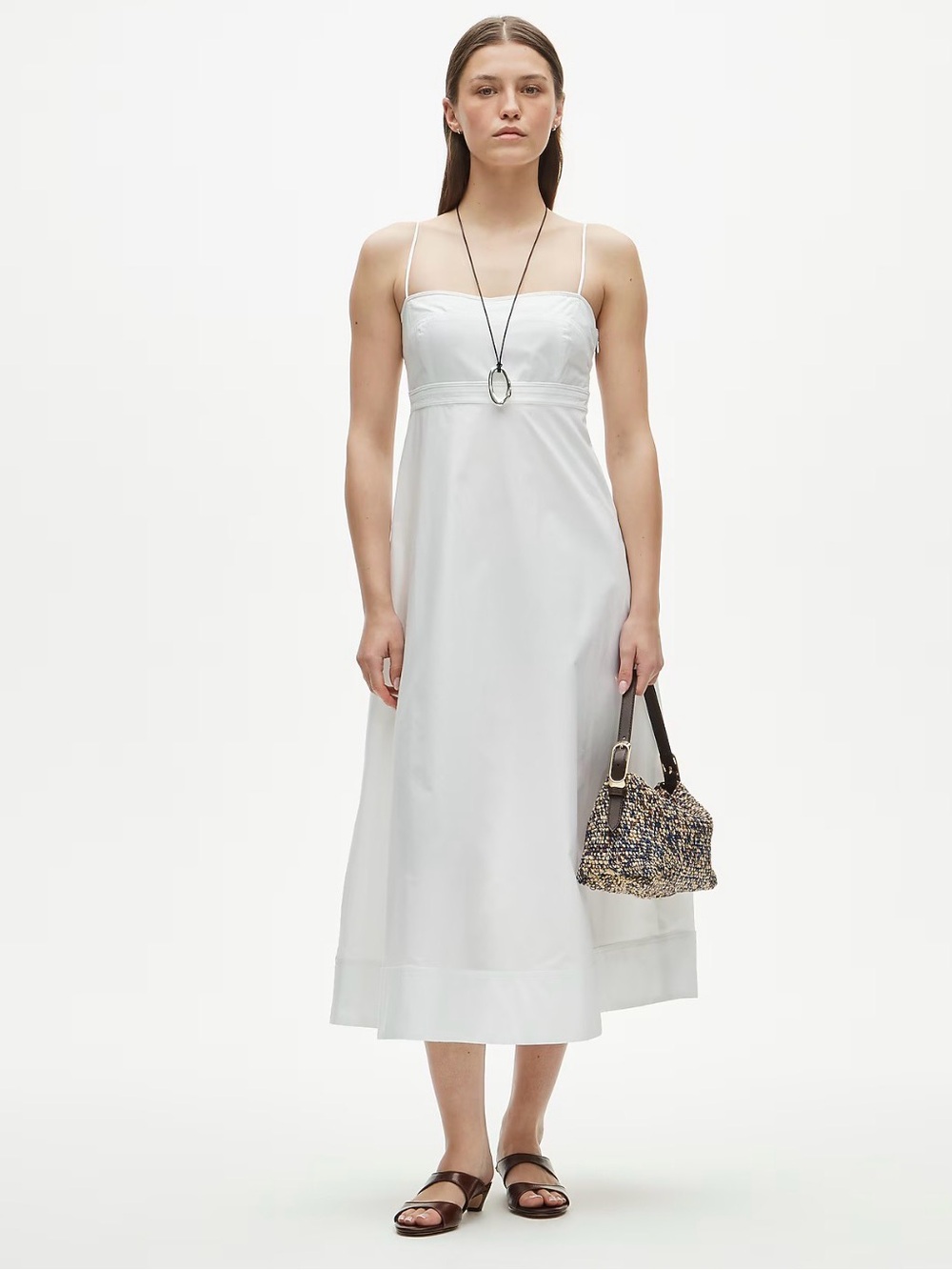 J. Crew Empire-Waist Dress Cotton Poplin in White $148 CV557 Sz. 2 NEW